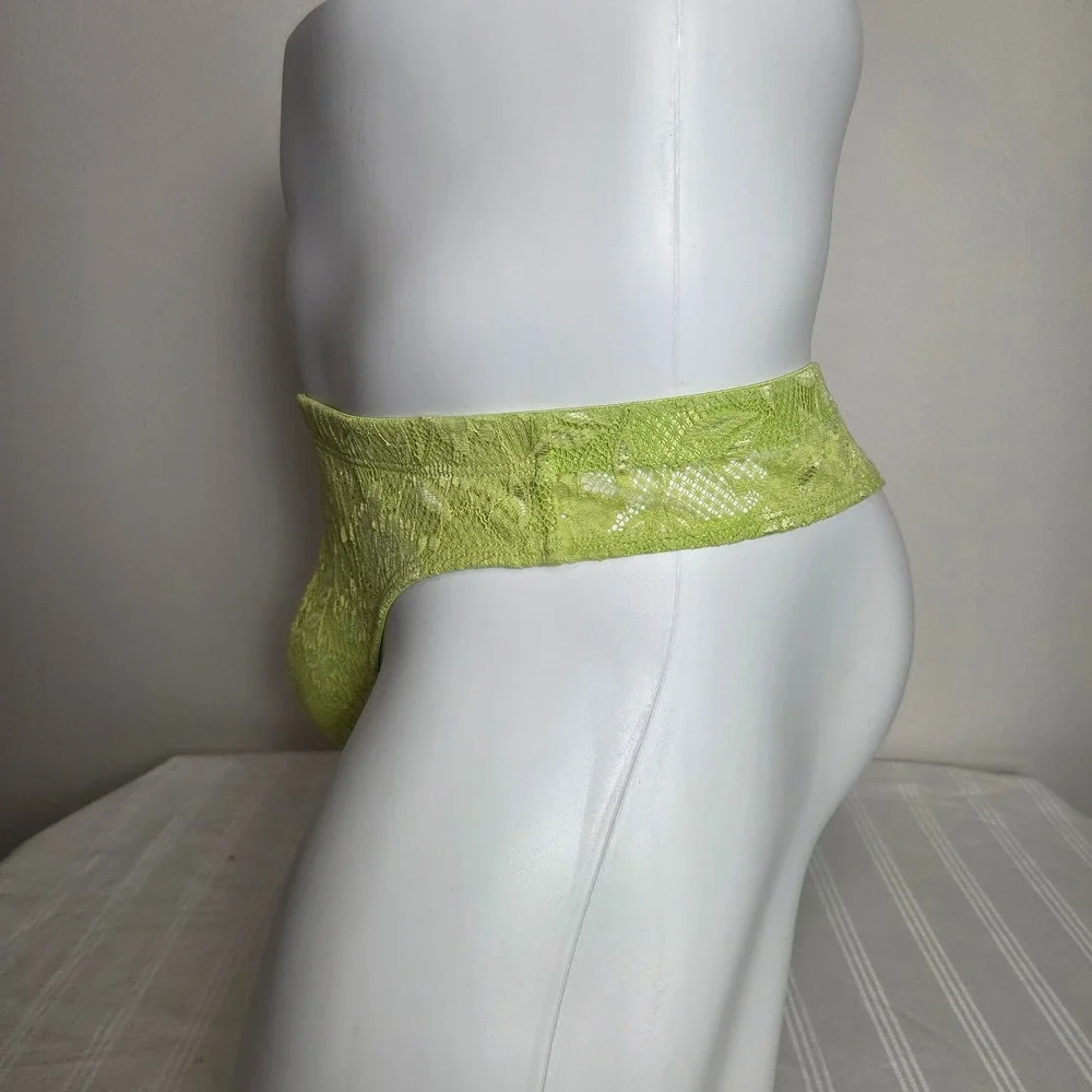 Cosabella Men Luxury Italian Floral Lace G-String Designer Premium Chakra Green